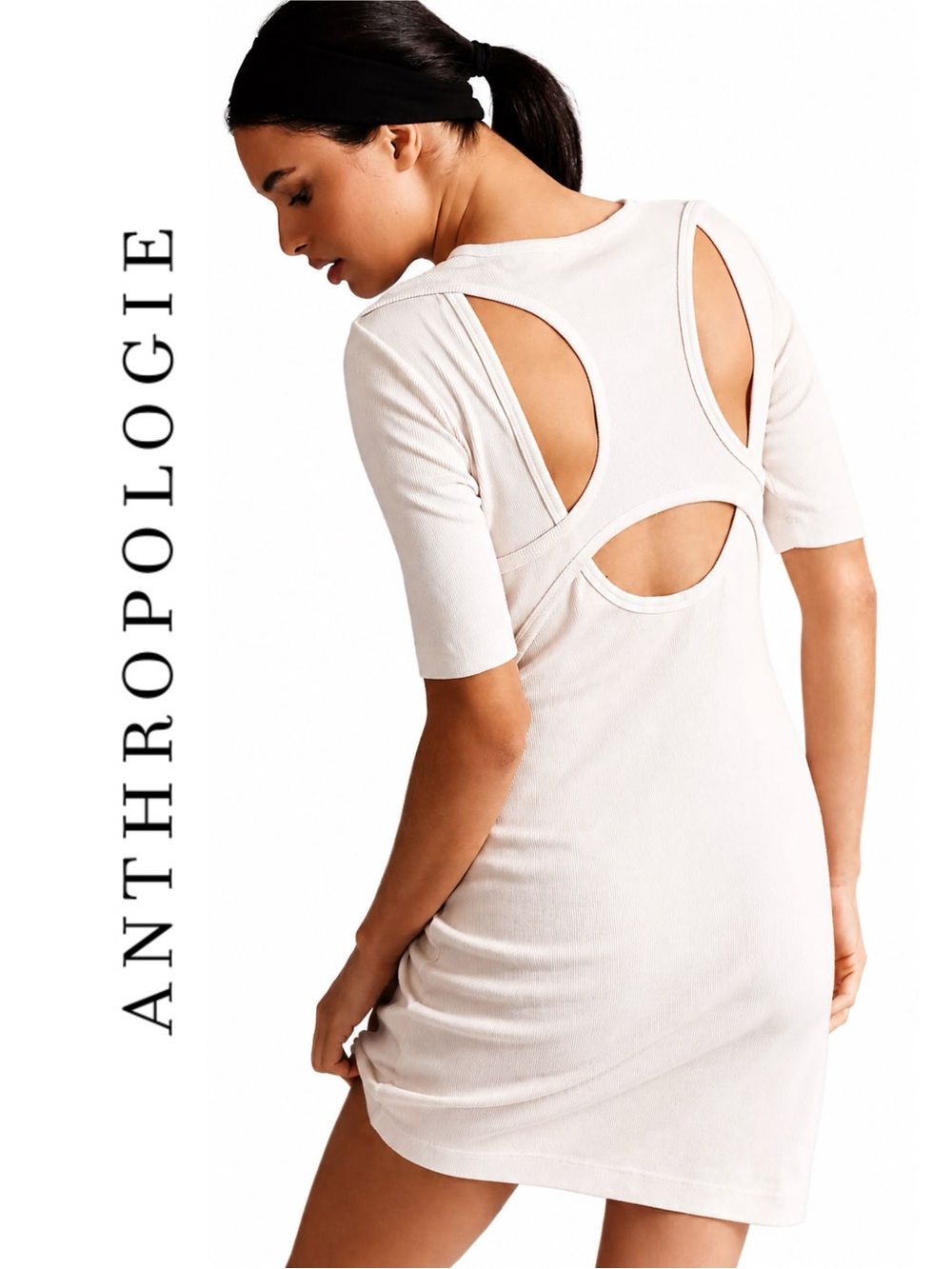 Anthropologie Sundry Ribbed Short-Sleeve Mini Dress